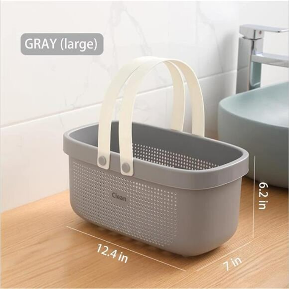 Plastic Shower Caddy Tote Storage Basket with Handle for Bathroom Dorm Room - Picture 3 of 7